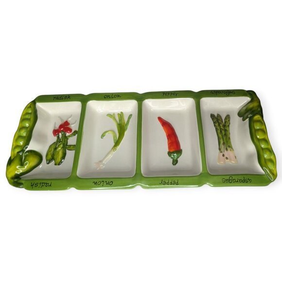 Certified International Judy Phipps Ceramic 4 Compartment Vegetable Platter - Picture 12 of 15